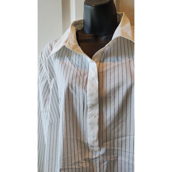 Lane Bryant Contrast Collar Long Sleeves striped button front Blouse size 18/20. - Picture 2 of 11